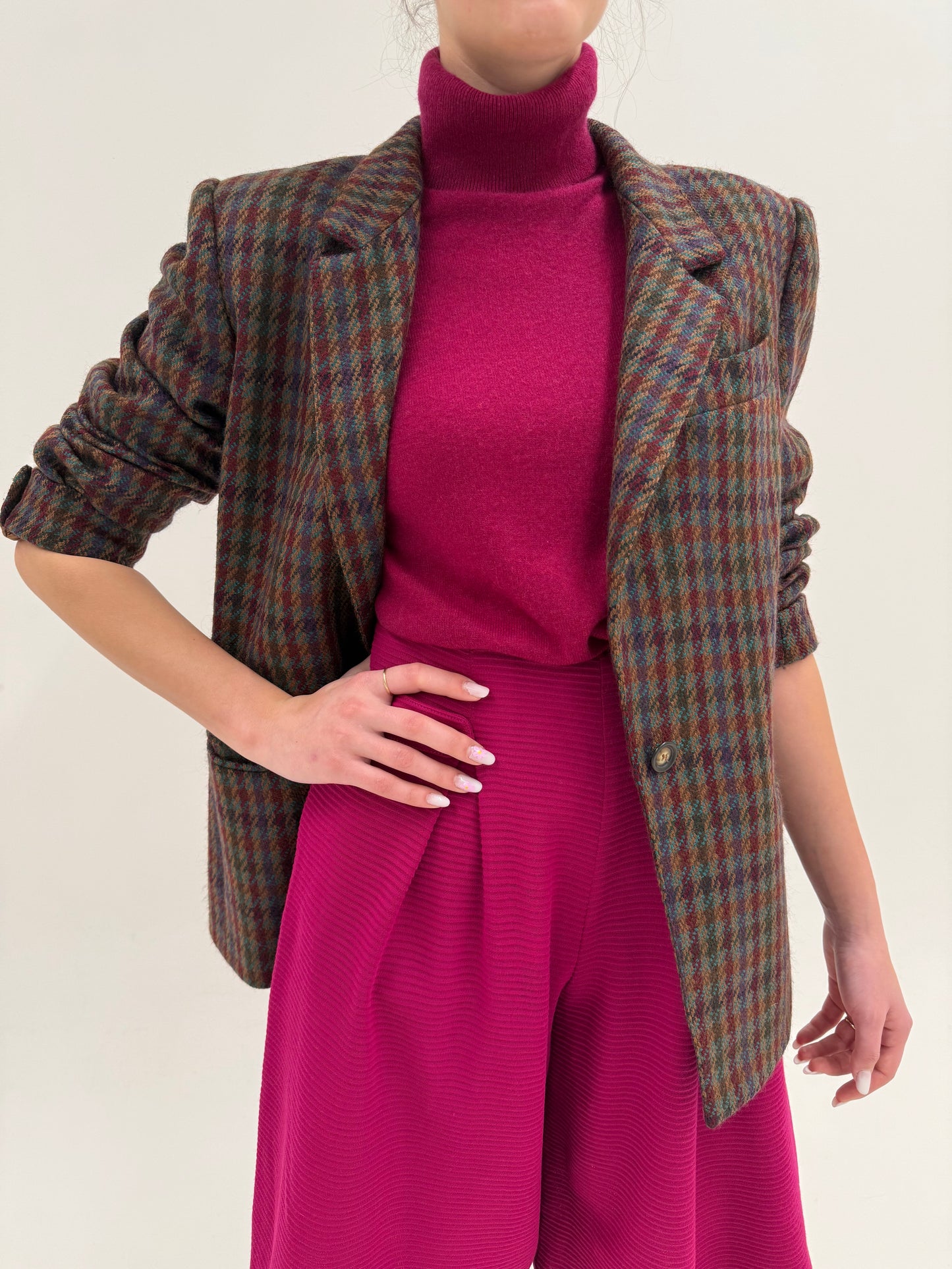 Sacou Max Mara din tweed excepțional de lana în carouri