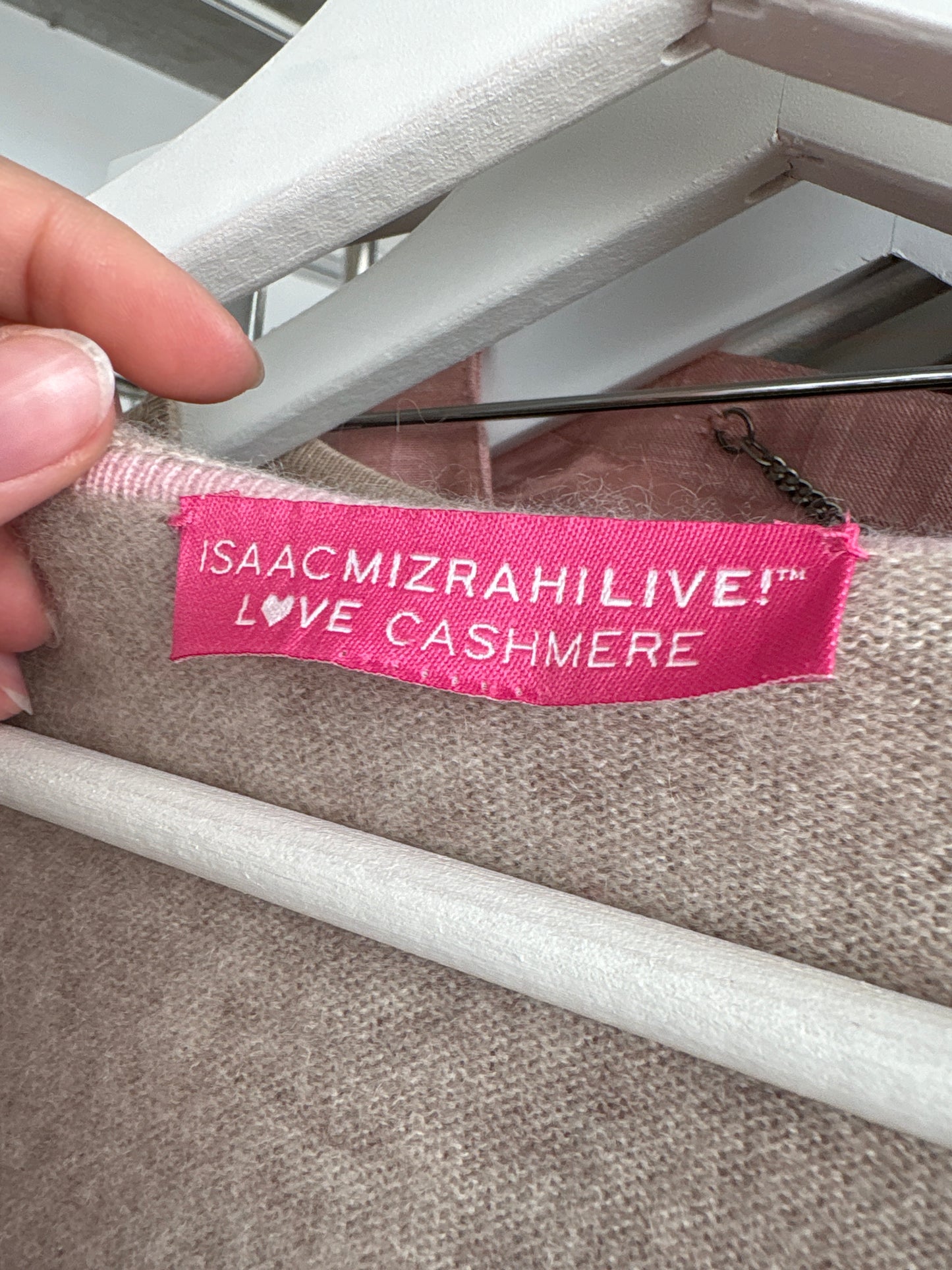 Cardigan nude cu glugă din cașmir în croi lung cu mânecă reglabilă din manșetă