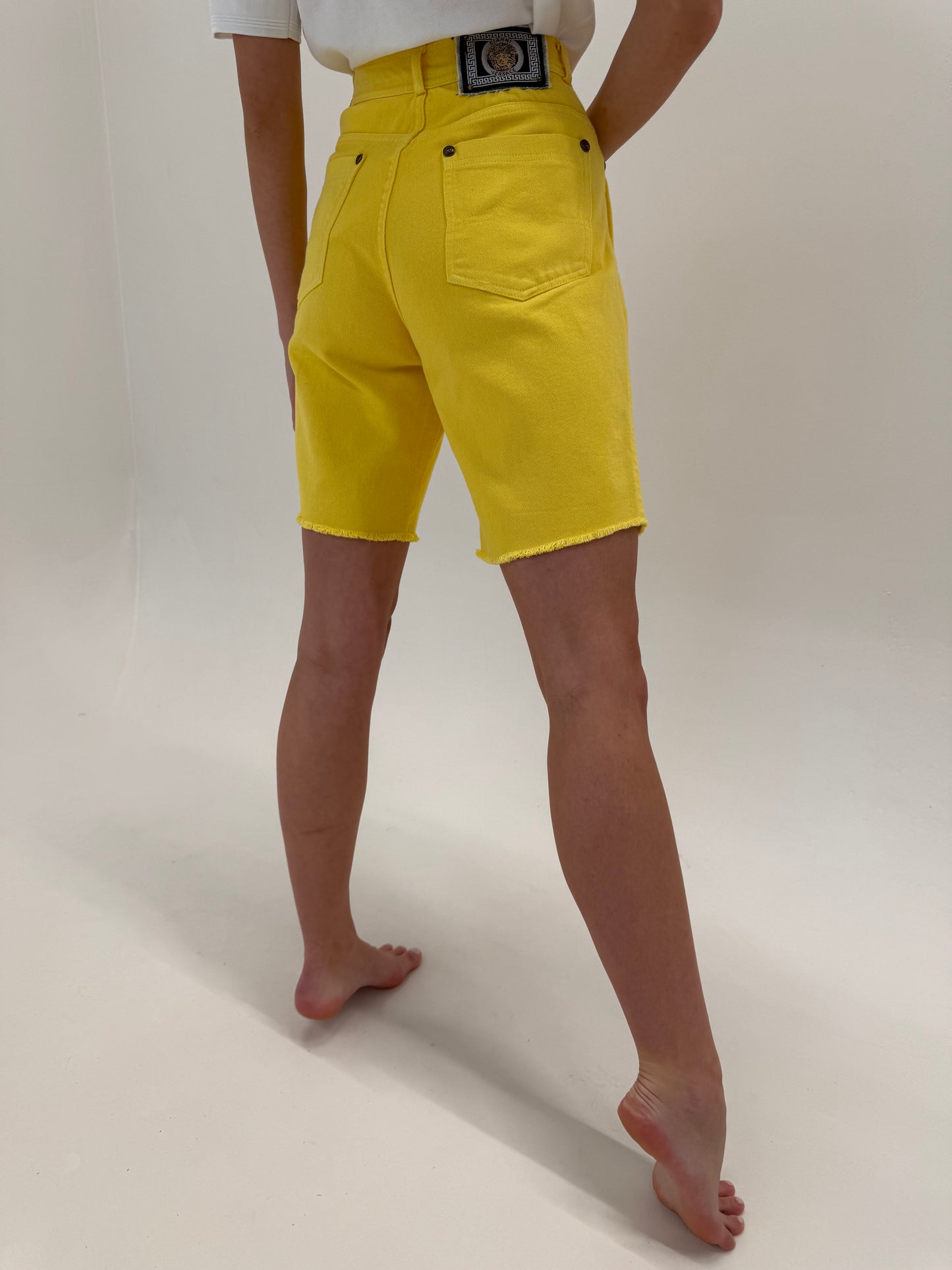 Pantaloni vintage Versace cu talie înaltă și influențe casual din bumbac