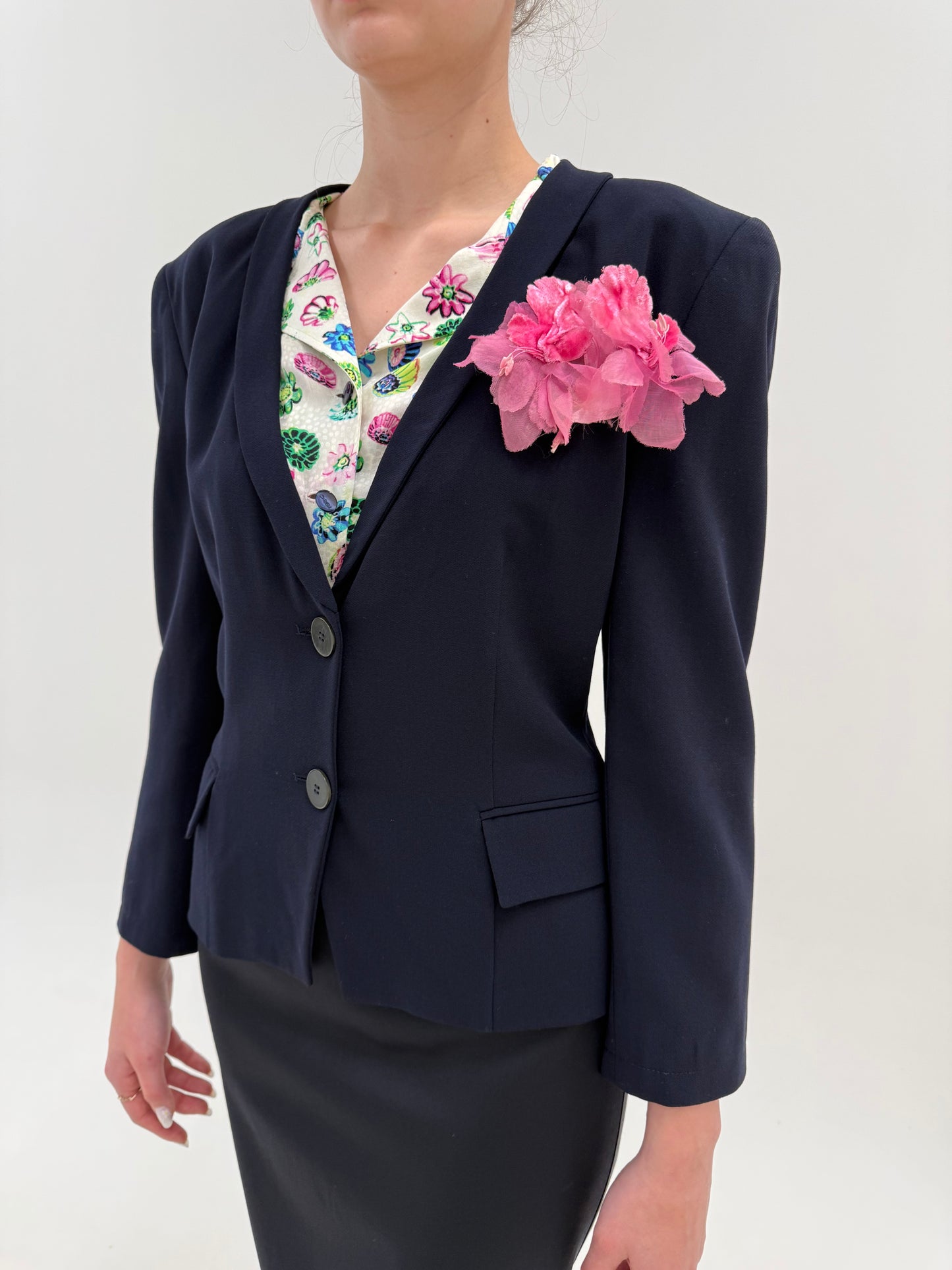 Sacou ultra luxury Giorgio Armani Navy blue cambrat de sezon cald