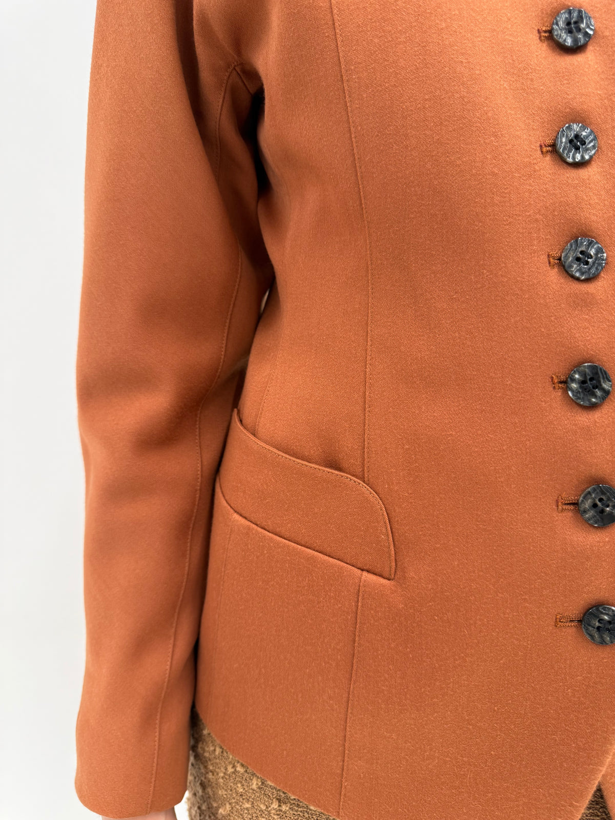 Sacou vintage teracotta cambrat din lanita extrafina