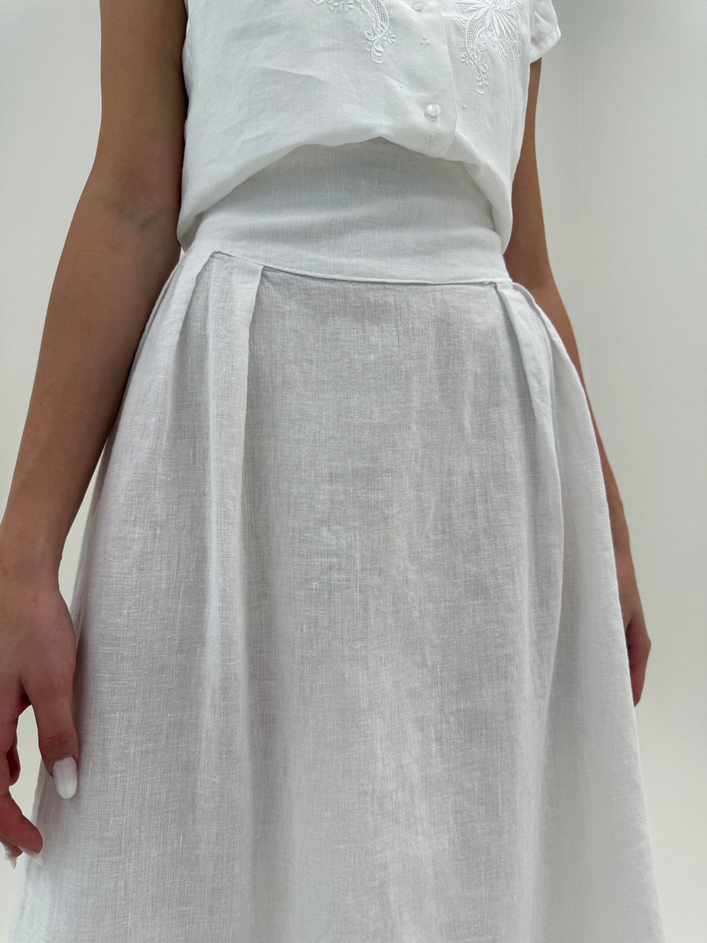 Fustă maxi din in premium cu talie ultra marcată în croi minimalist