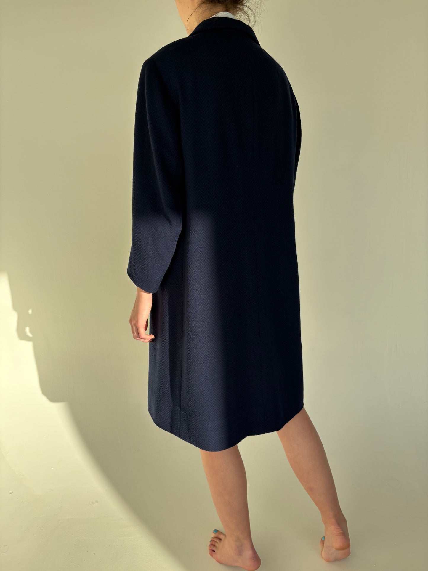 Cacoon coat old vintage anii 60 timpurii excepțional din lana extrafina chevron