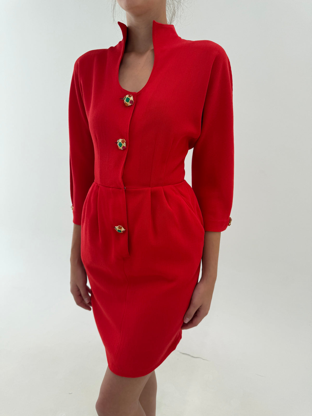 Rochie vintage de brand luxury italian Pinuccia Botondi Milano din lana extrafina