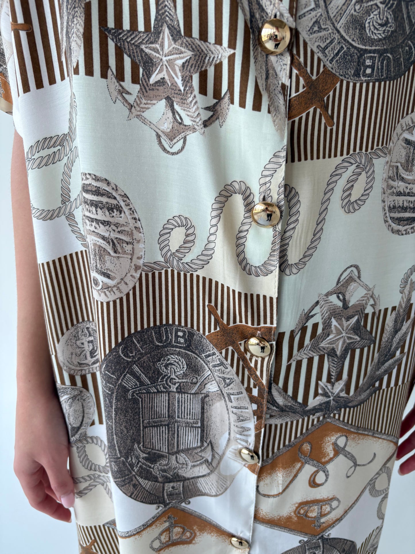 Rochie vintage premium tip cămașă cu print baroc