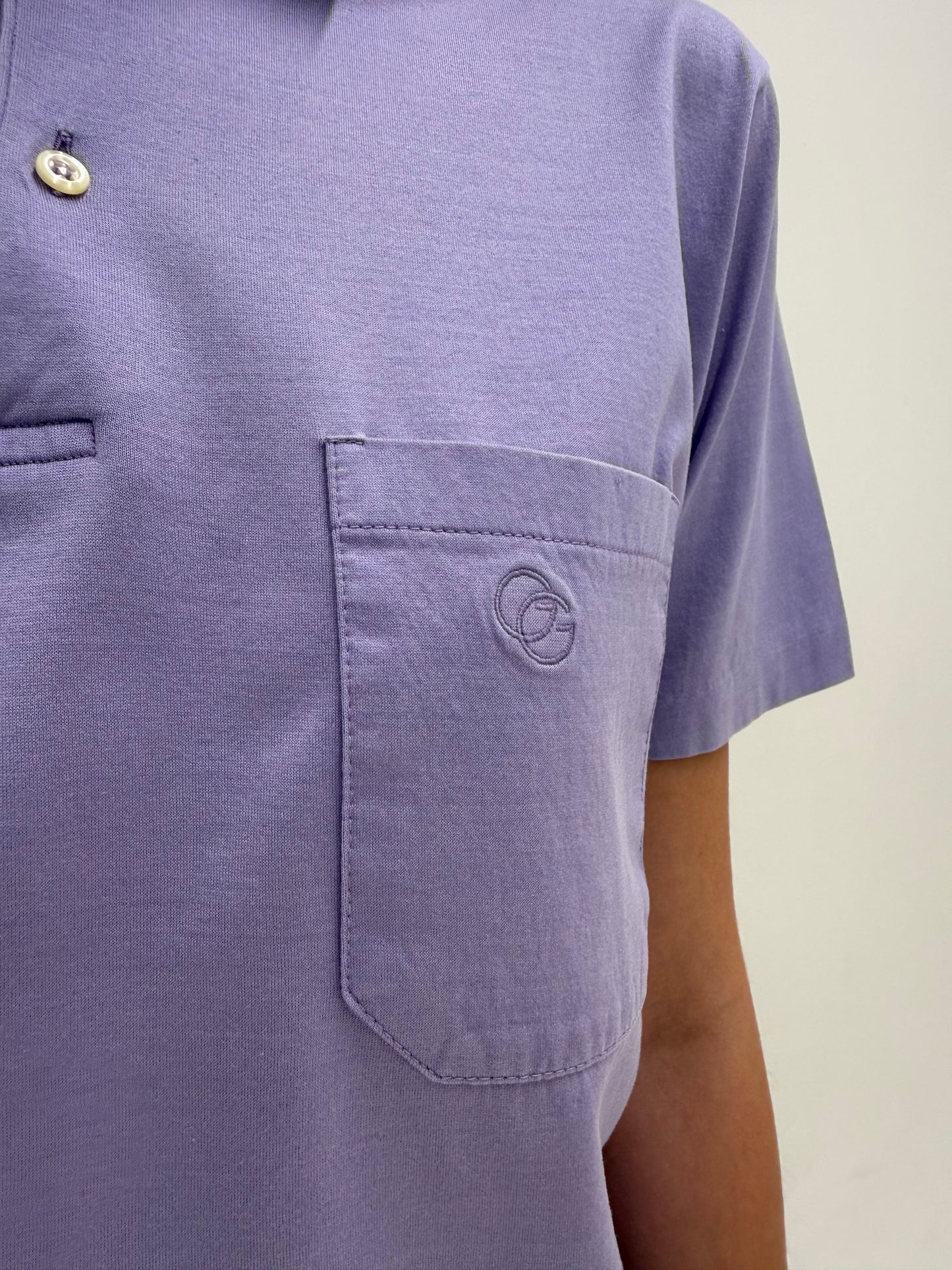 Top vintage polo Givenchy din bumbac Filo di Scozia ultra luxury lavandă