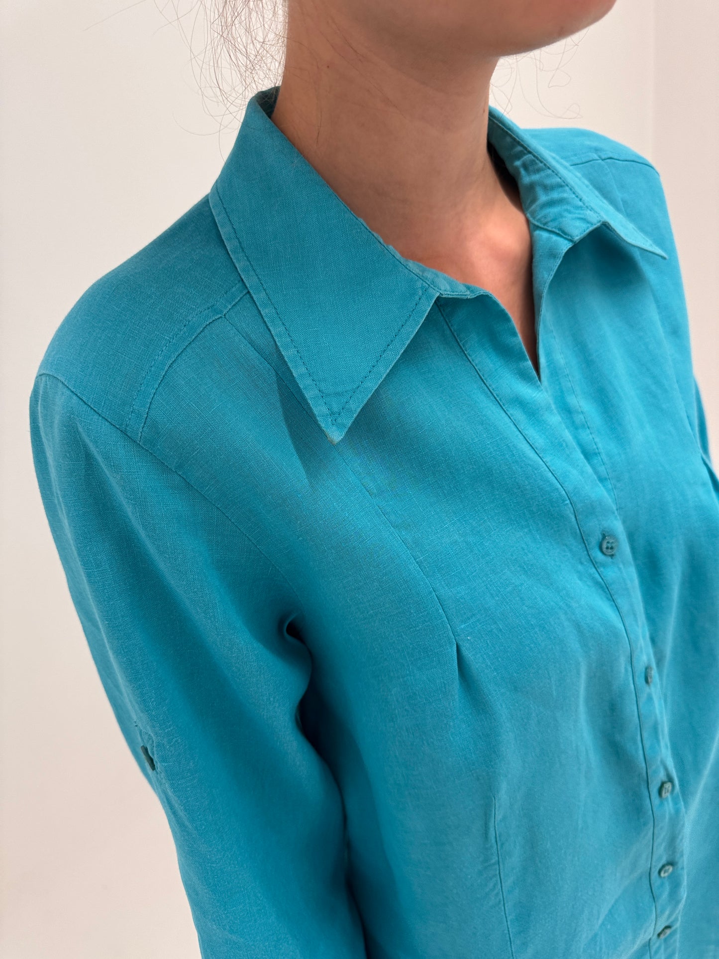 Tunica de brand luxury plus size Marina Rinaldi din în aqua blue