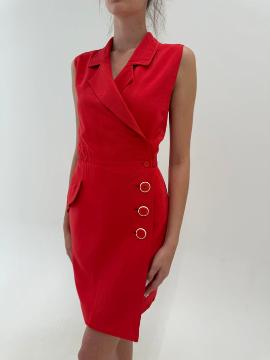 Rochie vintage Yves Saint Laurent de arhivă sfârșit de ani 80 din pânză în croi petrecut