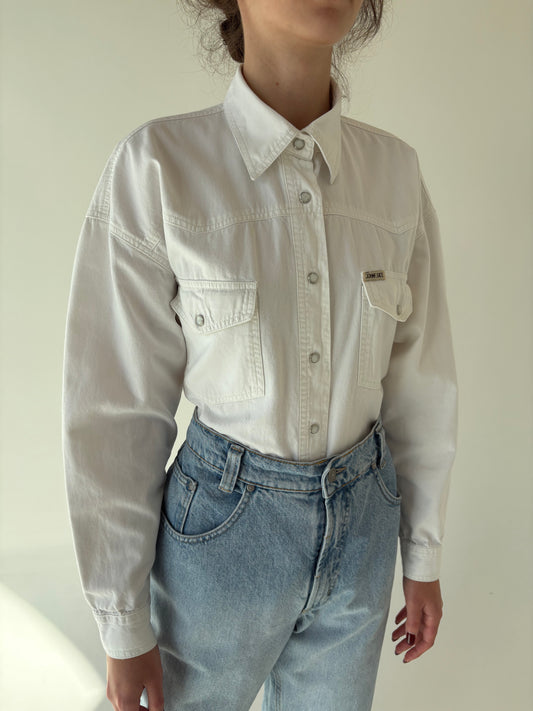 Cămașa vintage petite din jeans moale de bumbac