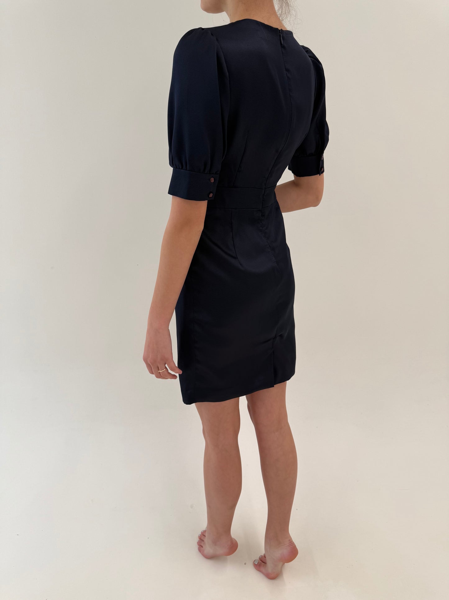 Rochie italiană din mătase naturală satinata texturată ultra cambrata