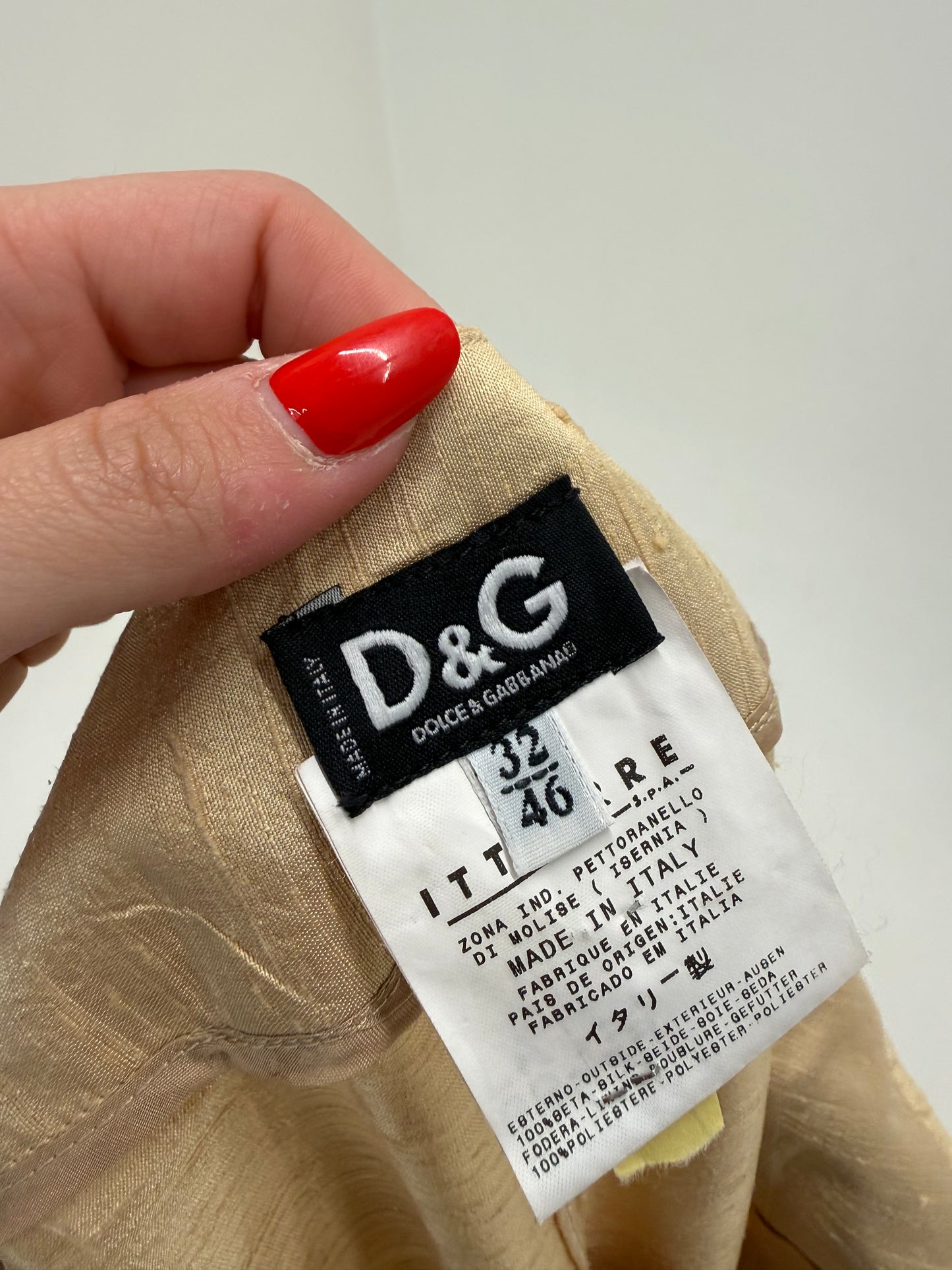 Pantaloni Dolce& Gabbana din mătase naturală dupioni light gold