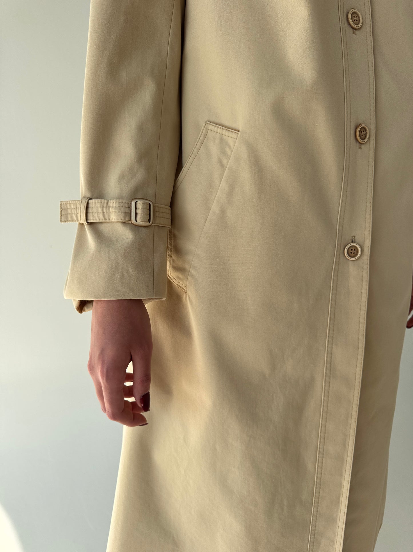 Trench old vintage camel anii 80 din gabardină (impermeabil)