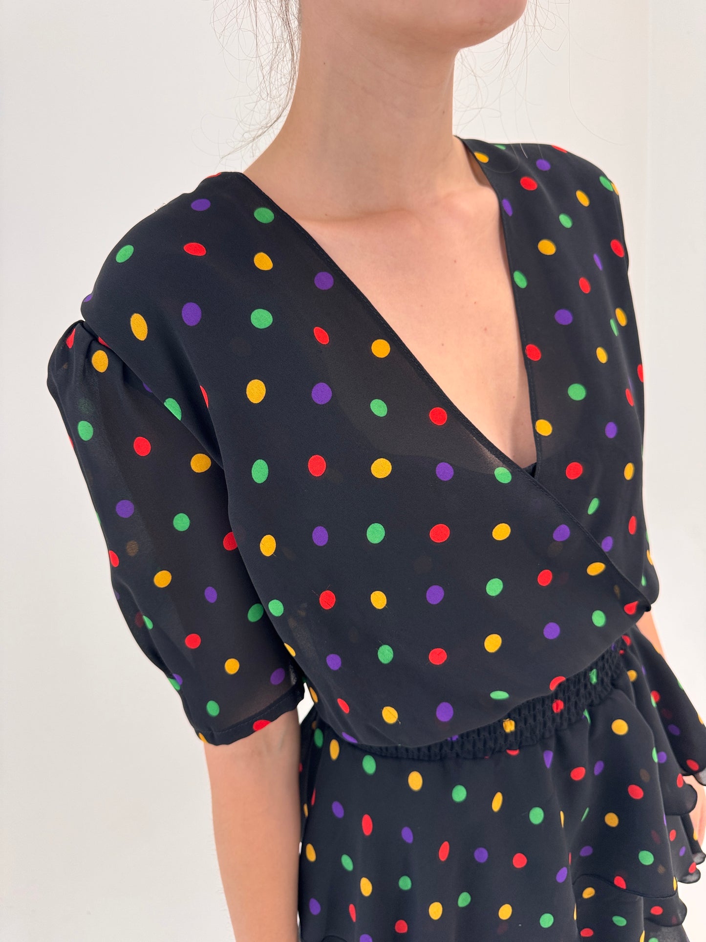LBD vintage cu buline și volane cu talie ultra înaltă elastică