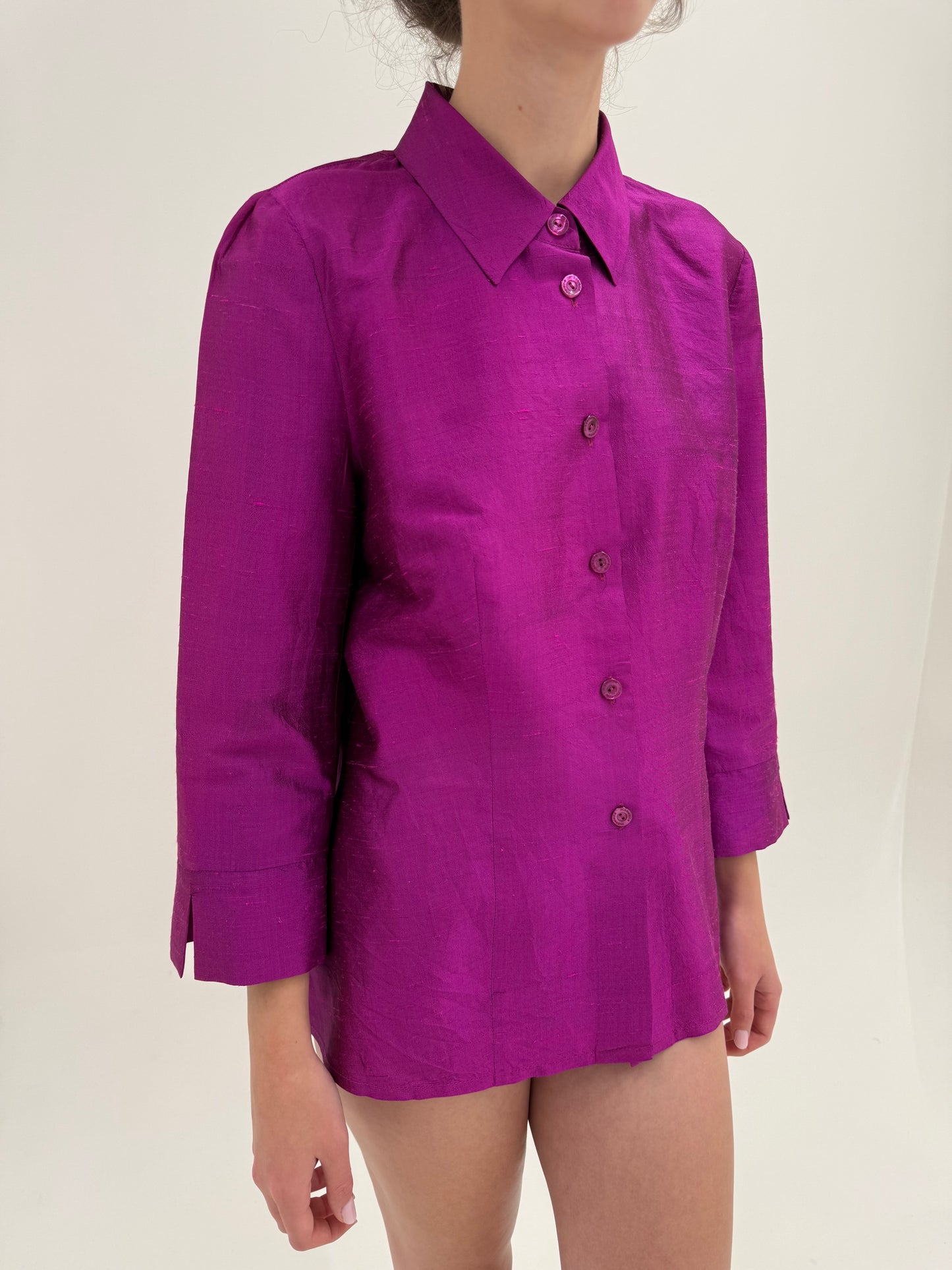 Cămașa luxury Madeleine din shantung de mătase naturală