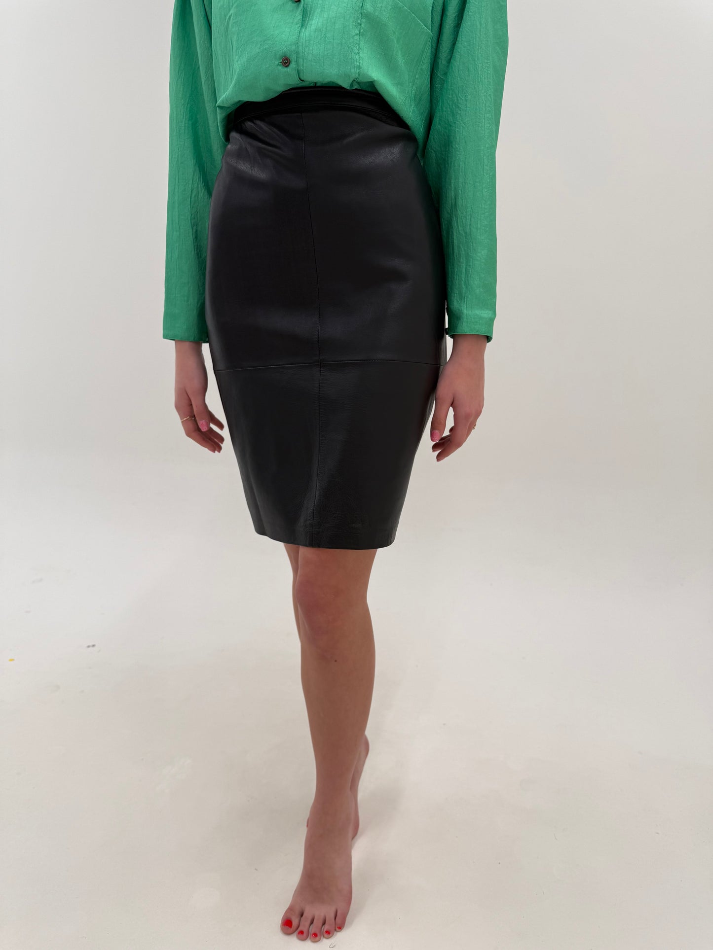 Fustă Valentino din piele naturală mănușă