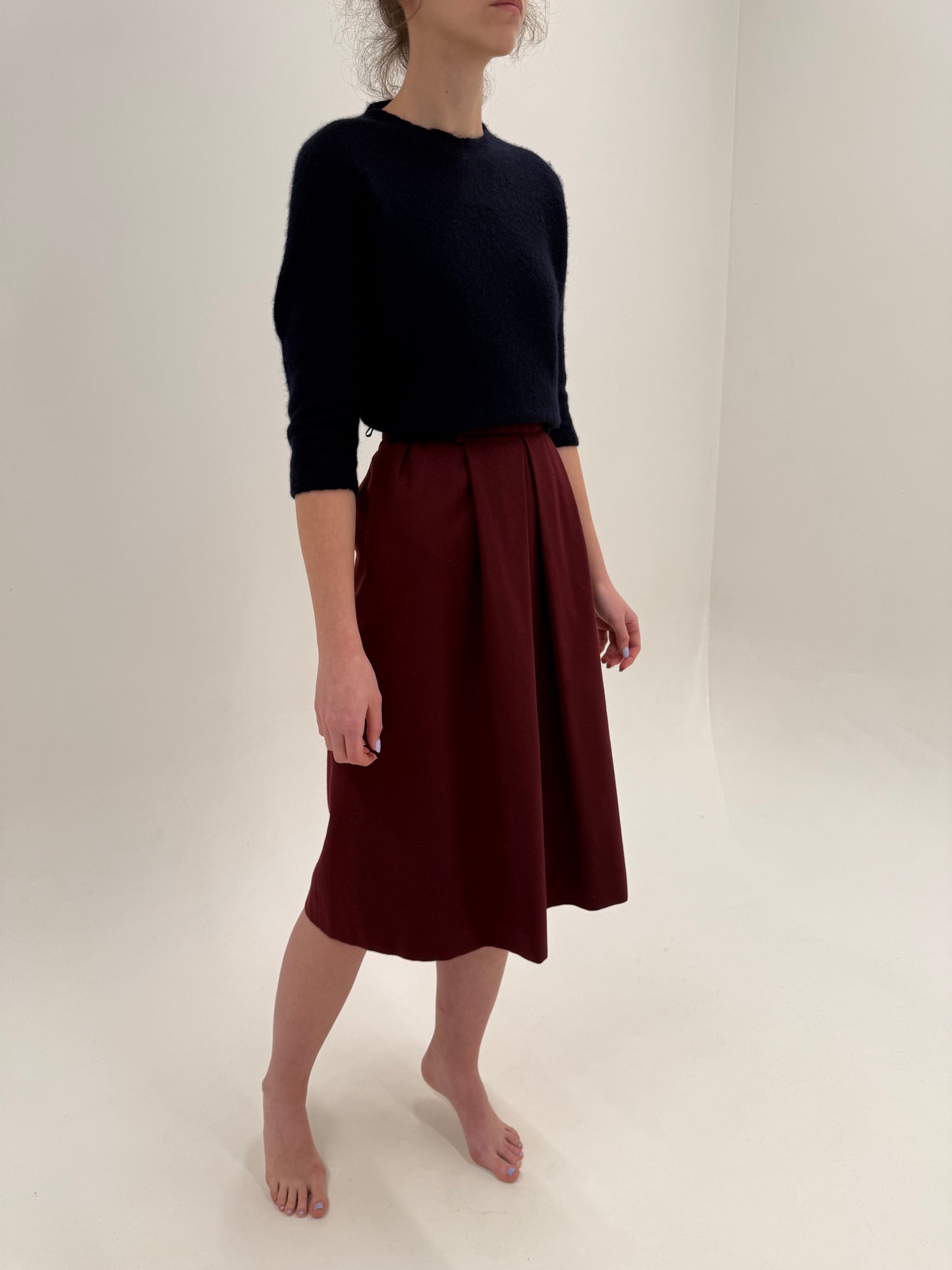 Fustă Escada burgundy din ăla extrafina certificată cu talie ultra înaltă