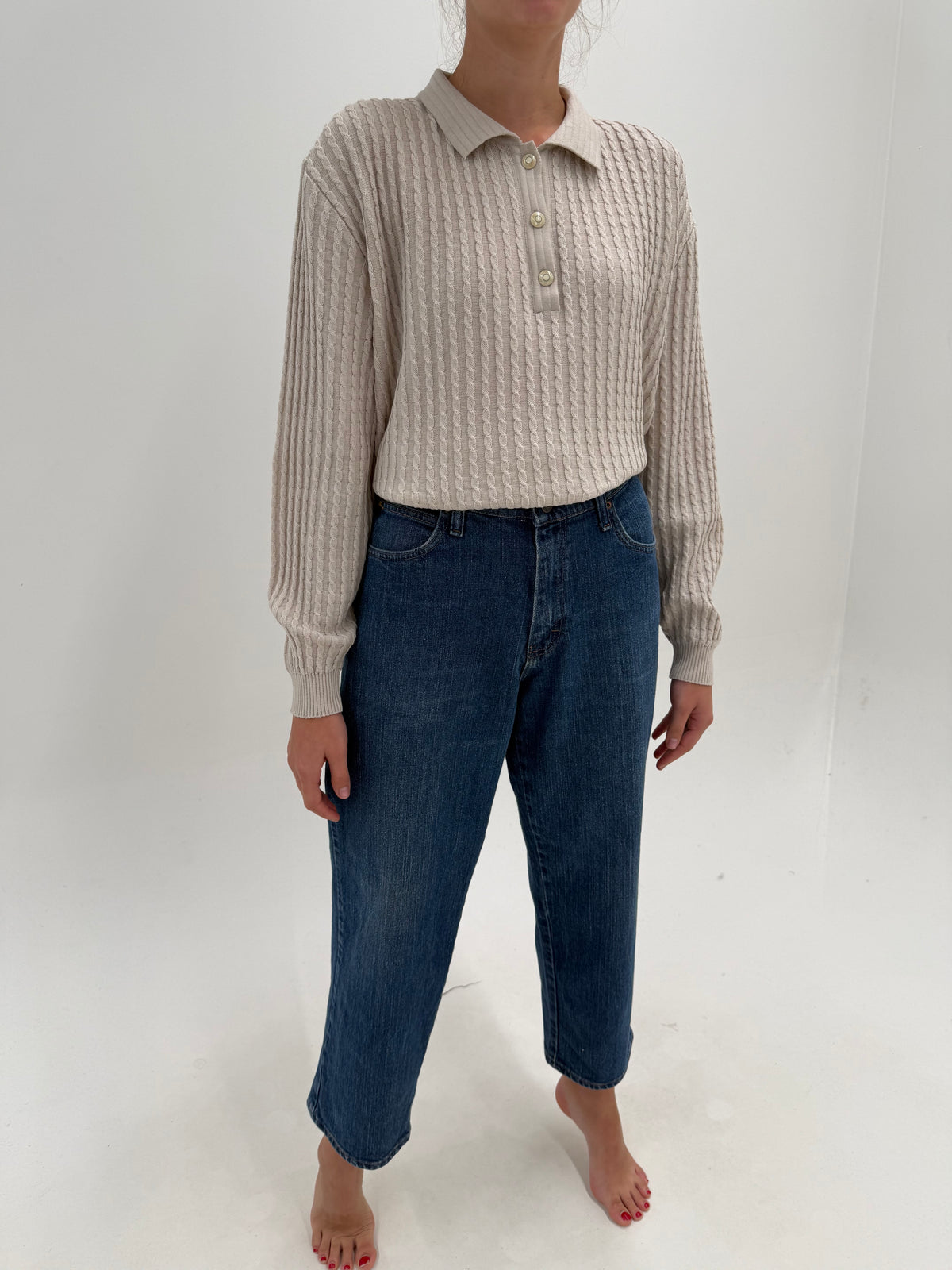 Jeans vintage premium relaxed fit din bumbac gros confort classic wash