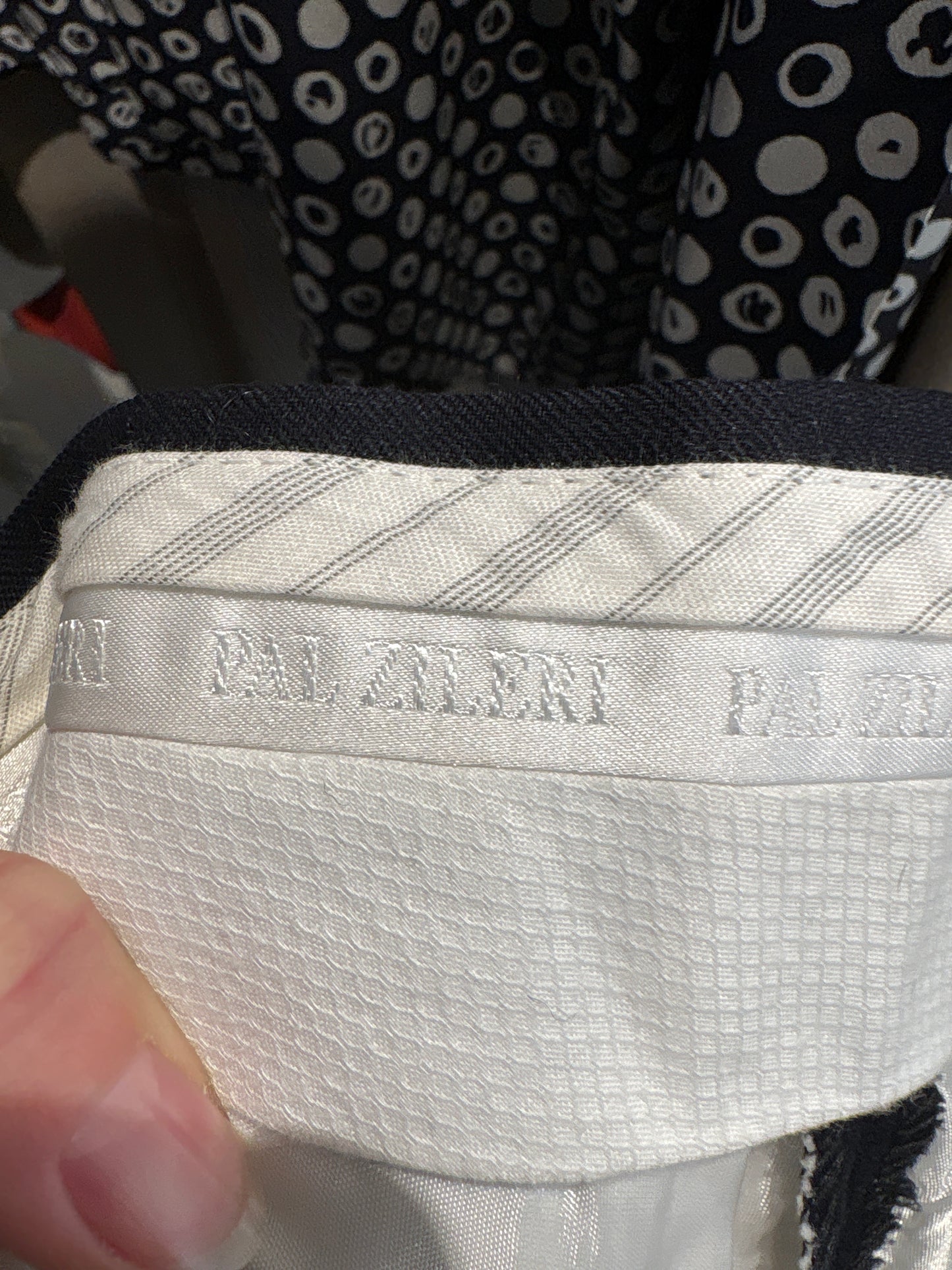 Pantaloni tall din stofă premium de lana extrafina cu dungi fine verticale