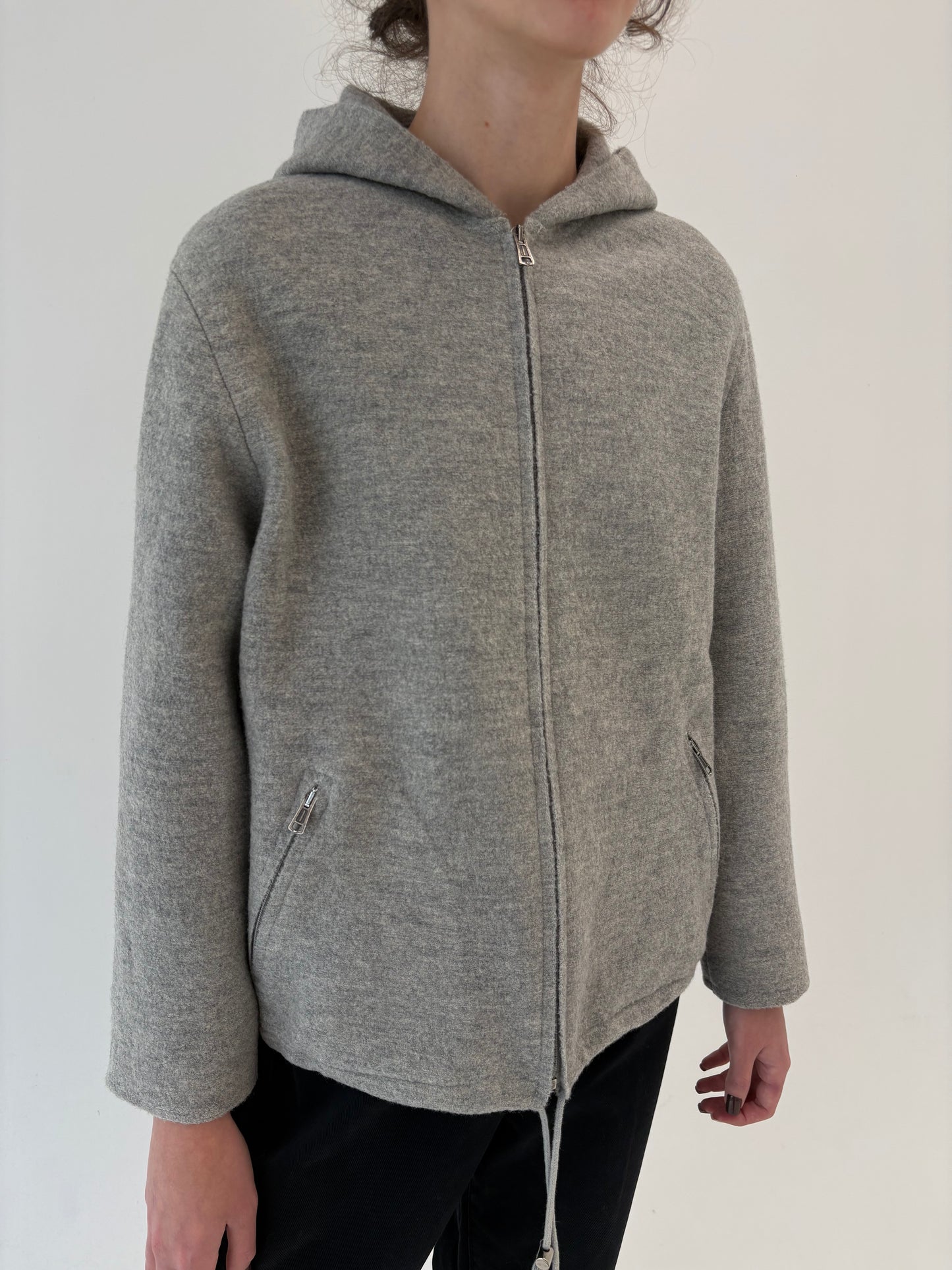 Jacheta cu glugă din boiled wool petite cu influențe sport