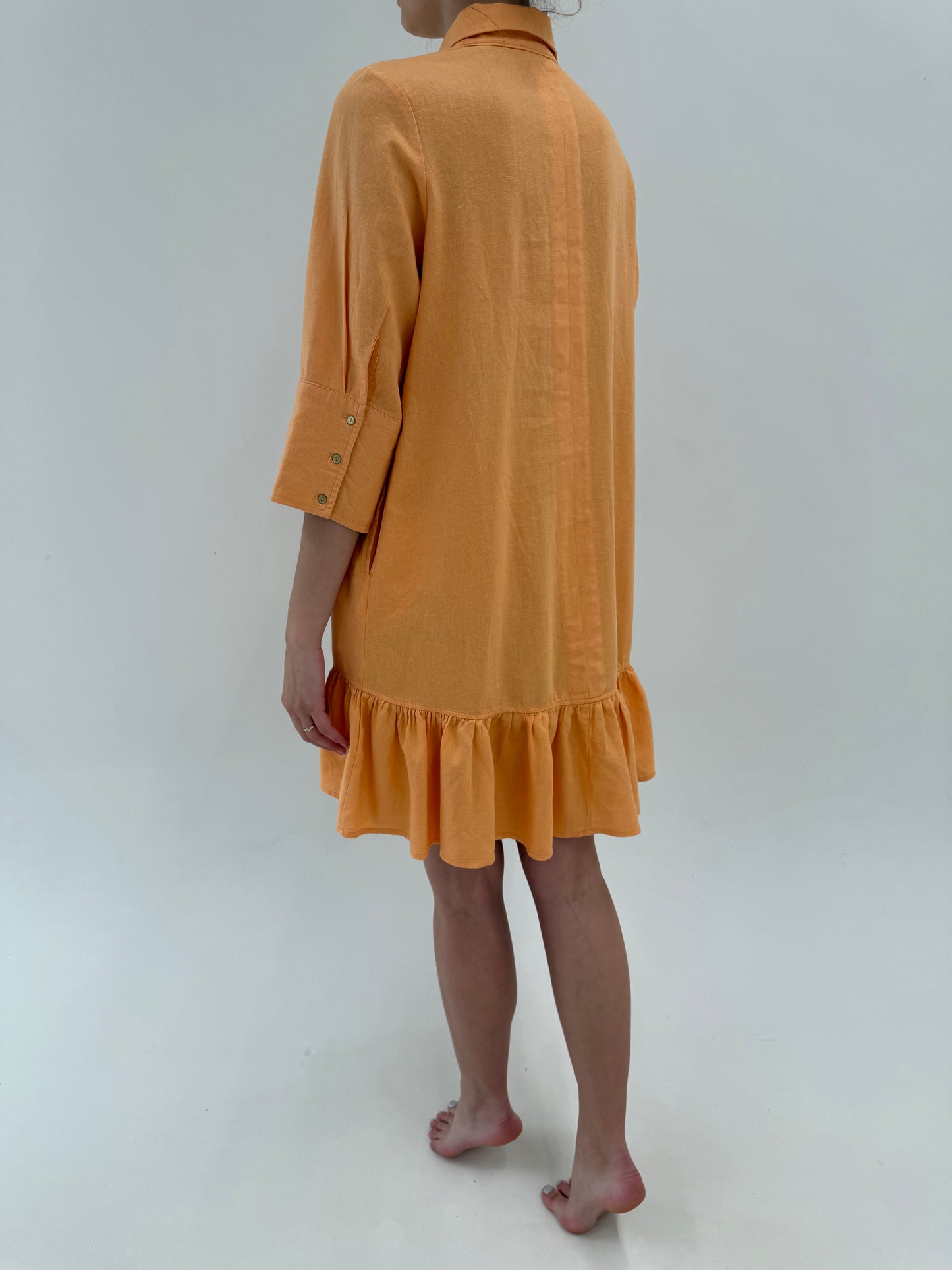 Rochie din pânză  în croi chic lejer powder orange