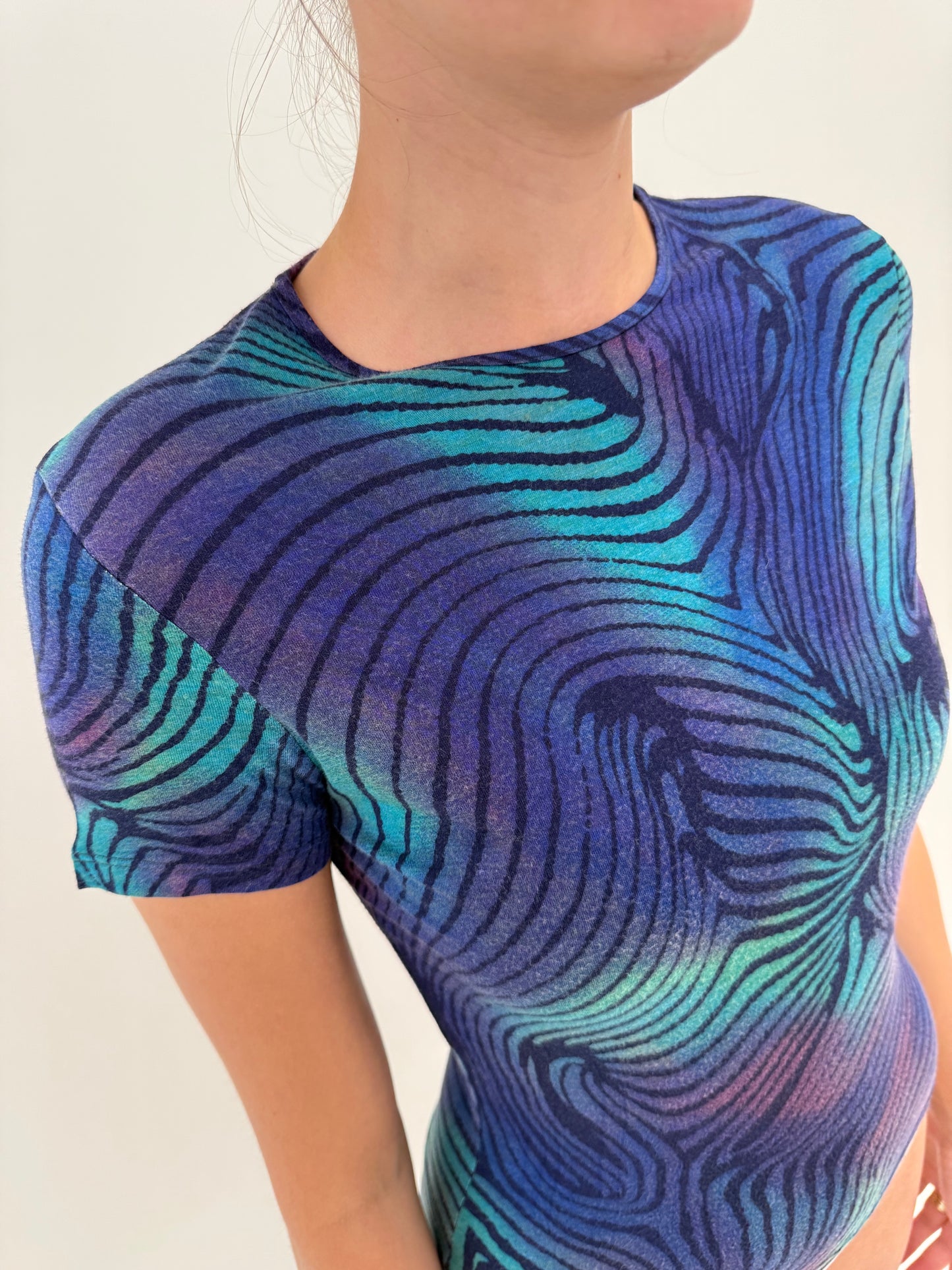 Top vintage Versace Y2K cu print superb din bumbac modelator