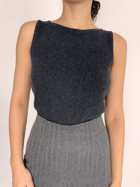 Top charcoal gray din lana extrafina