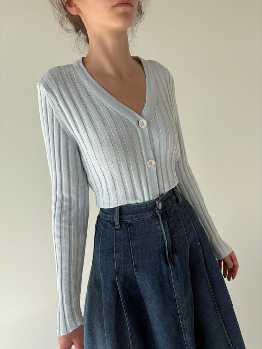 Cardigan ribbed baby blue
