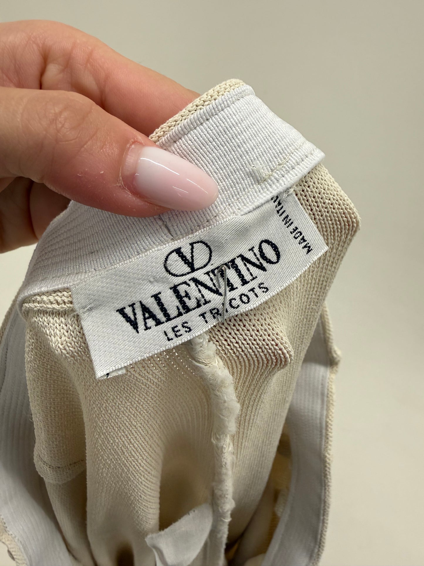 Pantaloni Valentino off white de vară din jerse crisp