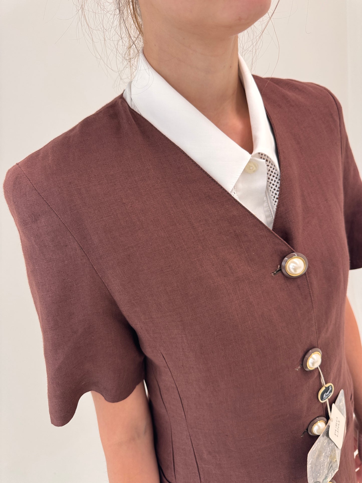 Sacou italian vintage nou cu eticheta din in excepțional chocolate brown