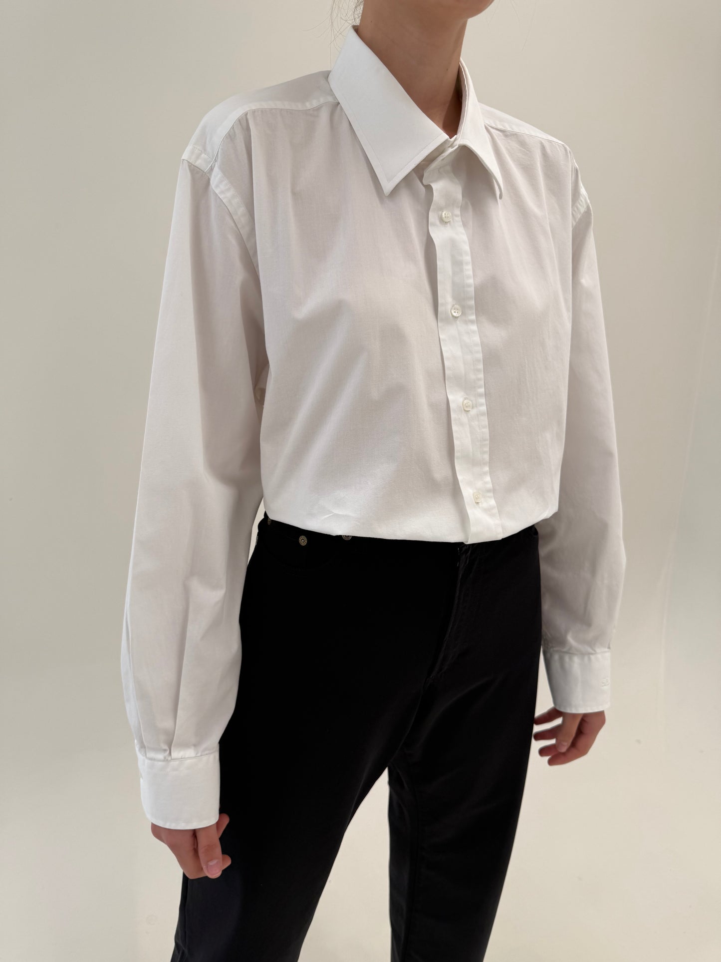 Cămașa Balenciaga din poplin excepțional de bumbac în croi actual