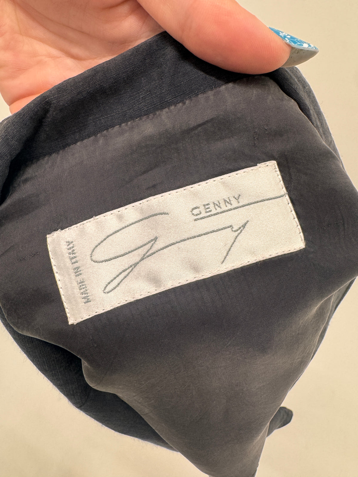Sacou ultra luxury Genny din in și mătase naturală light charcoal gray