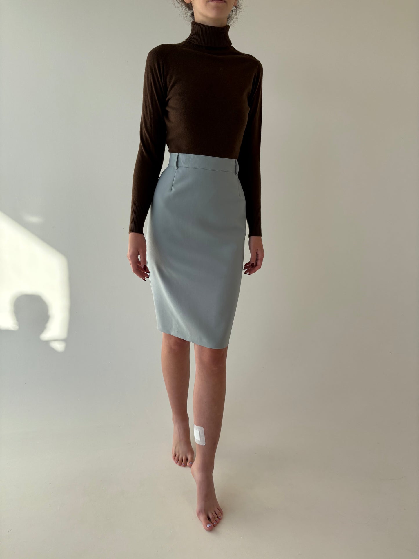 Deux piece baby blue în stil clasic revenit în trend din lana extrafina