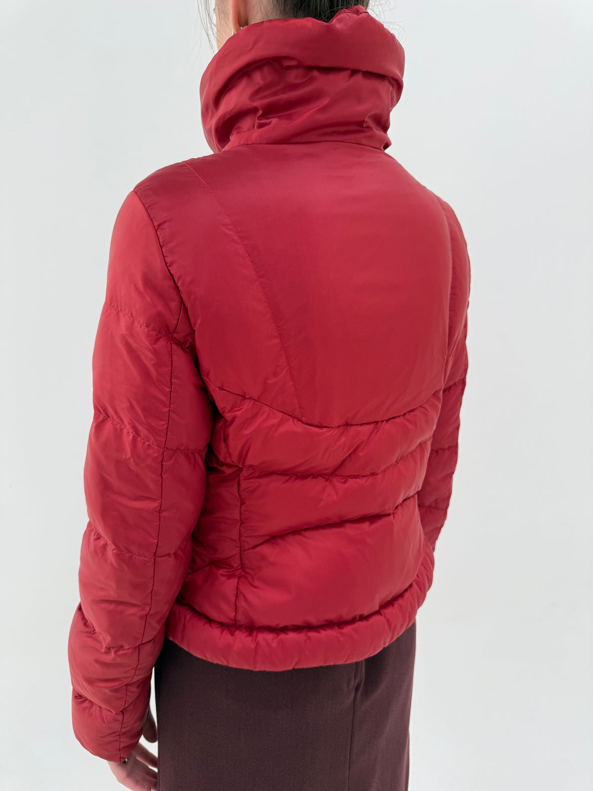 Geaca cambrata Max Mara din puf  dark red