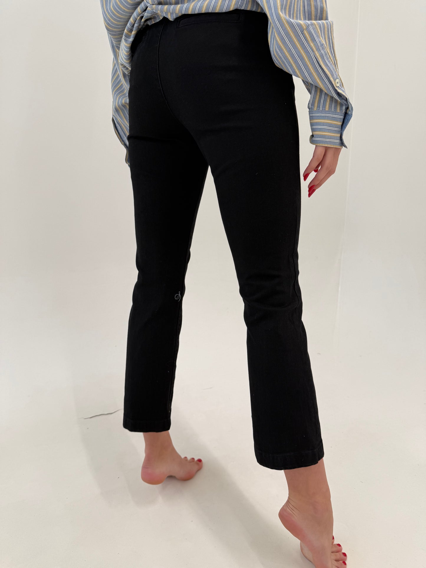 Pantaloni Ralph Lauren chinos negri din bumbac Chevron plin modelator petite