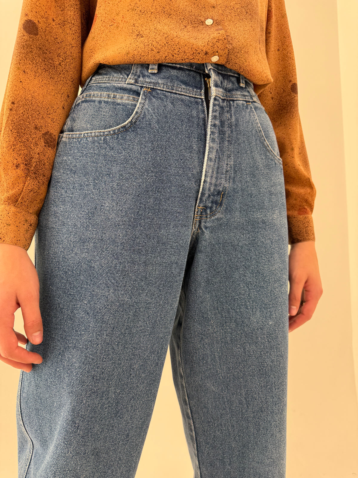 Jeans vintage tall Hugo Boss clasic wash mom fit cu talie ultra înaltă