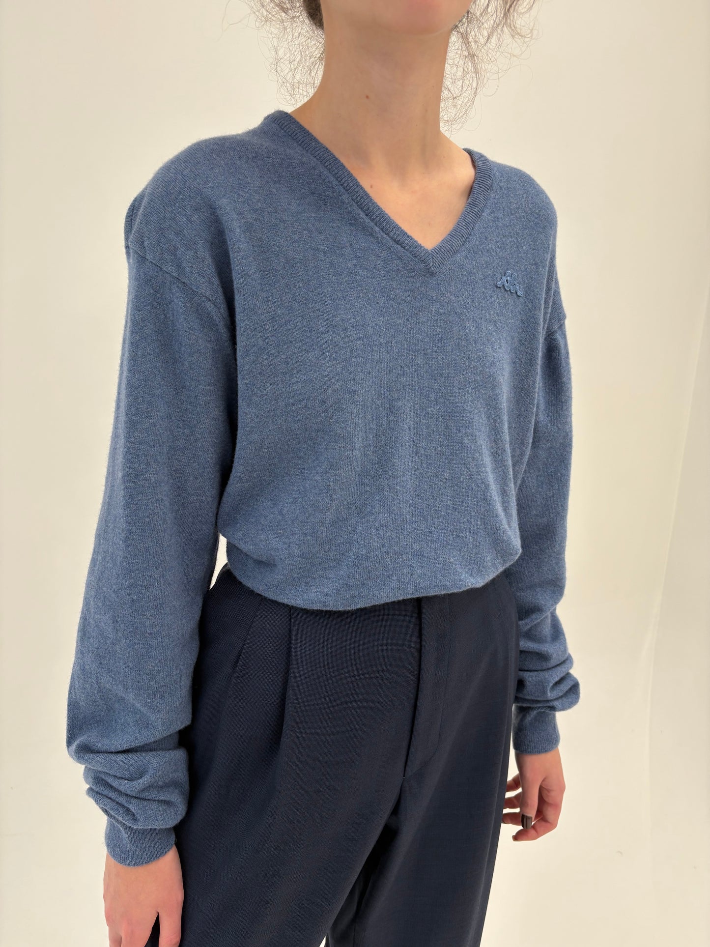 Pulover gros tall jeans blue 80% lana