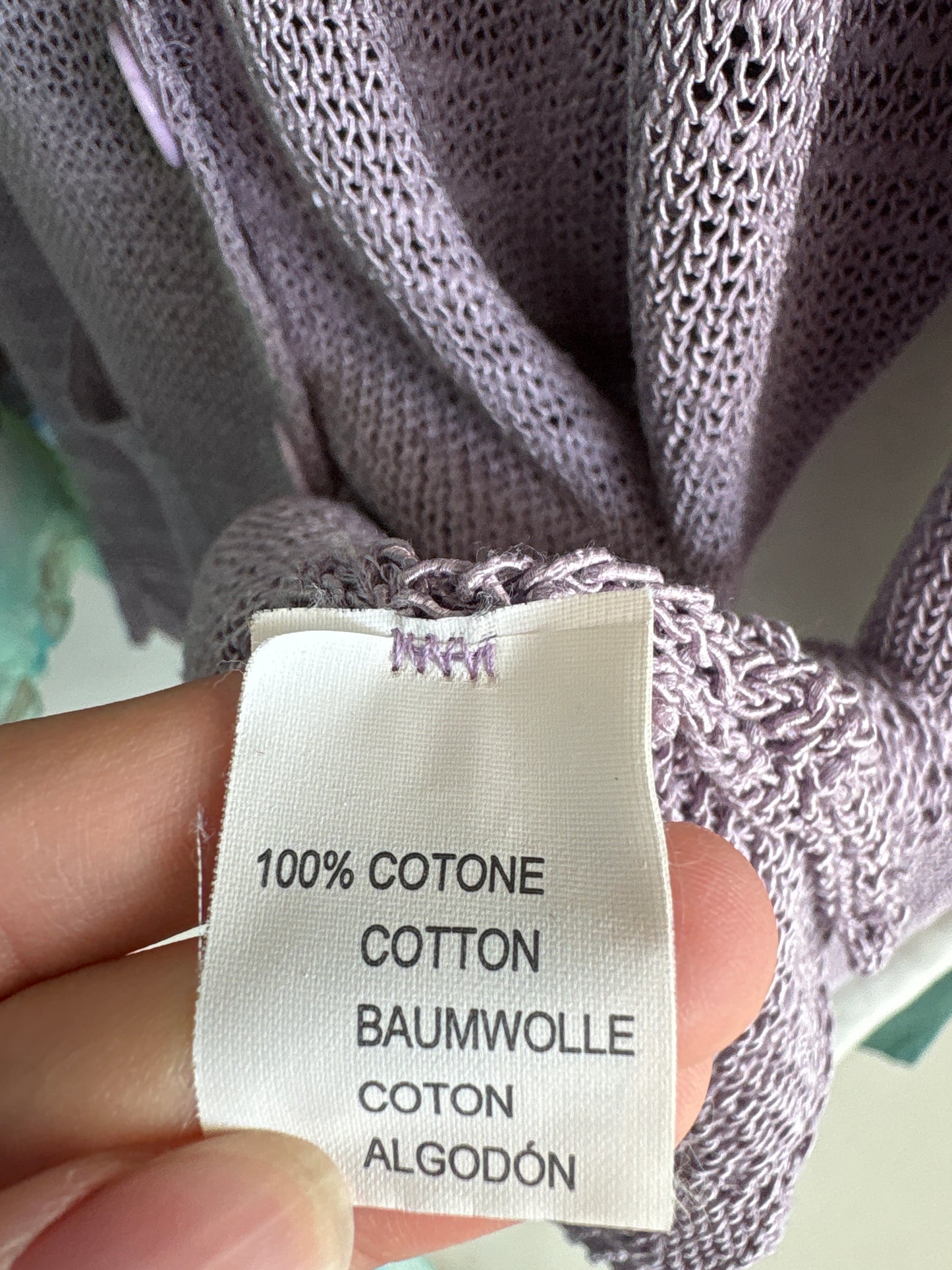 Cardigan italiană super vaporos lavandă din jerse dantelat de bumbac