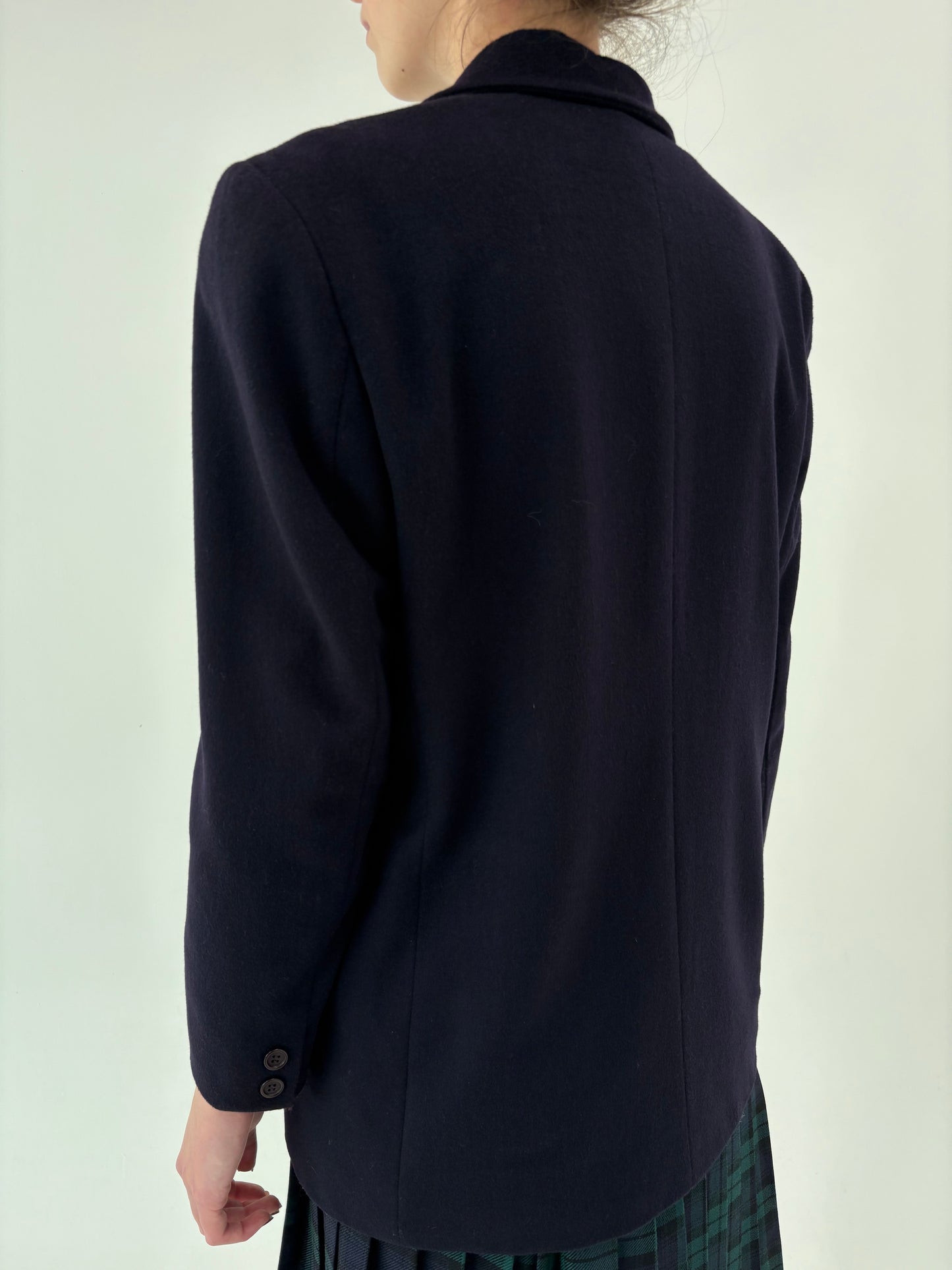 Sacou petite Navy din stofă plină de lana cu cașmir