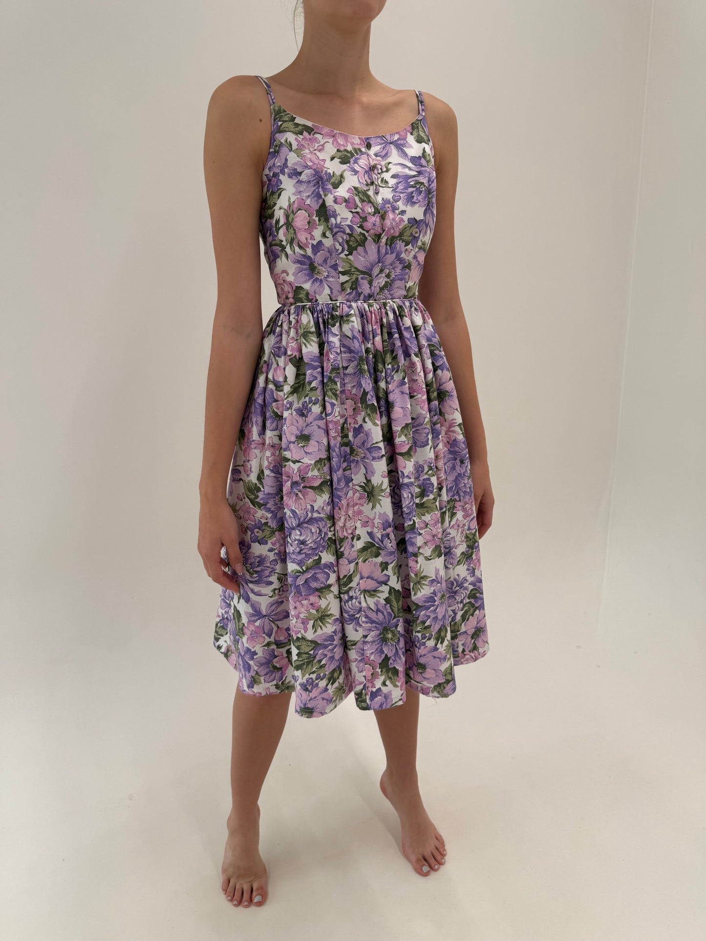 Rochie old vintage de colecție anii 50 de la zi la seară cu print floral superb