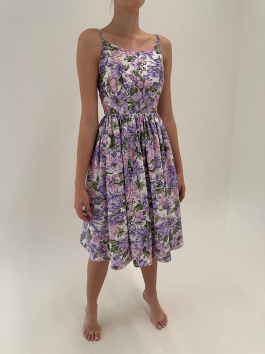 Rochie old vintage de colecție anii 50 de la zi la seară cu print floral superb
