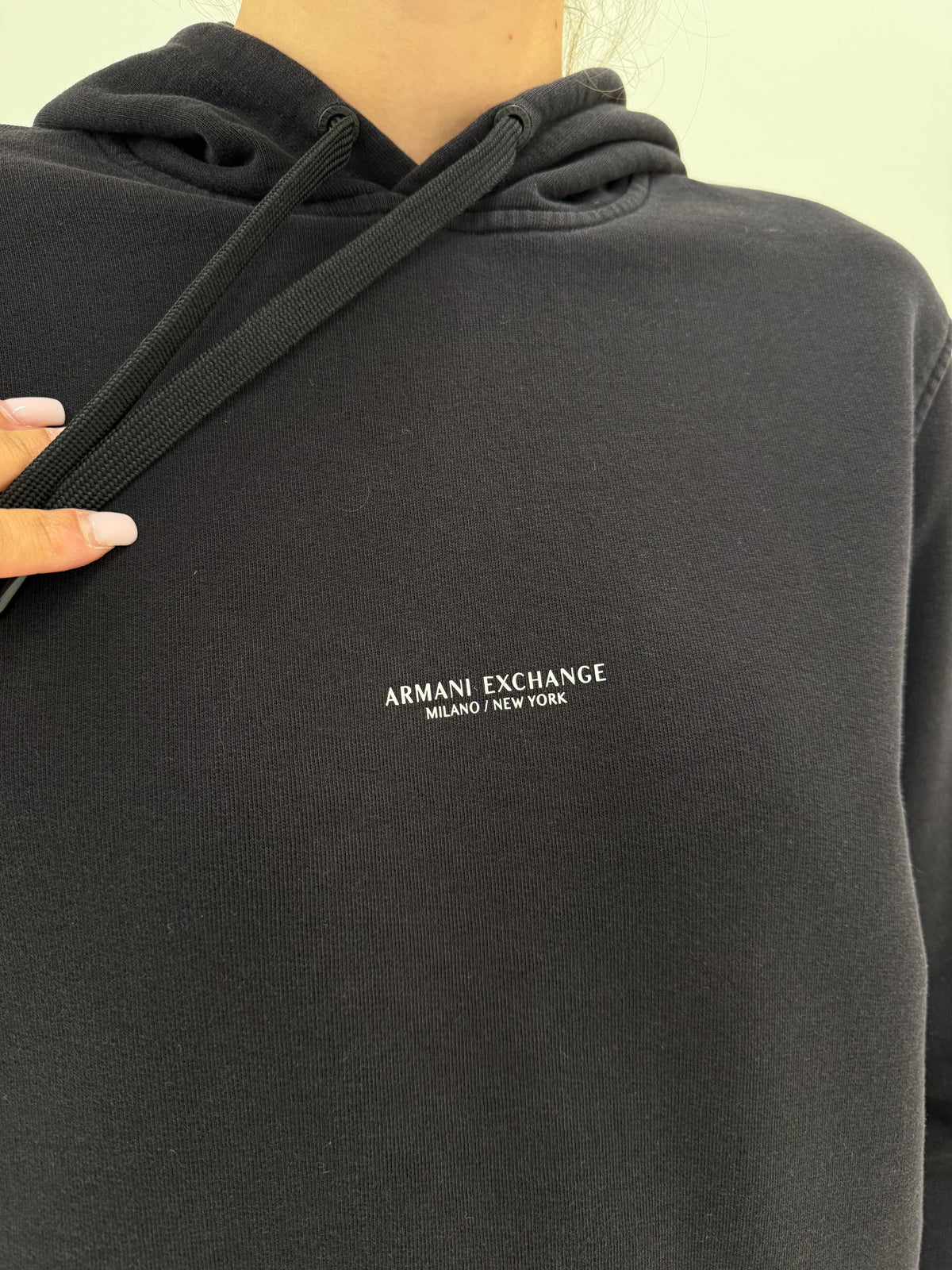 Hanorac Armani negru din bumbac gros