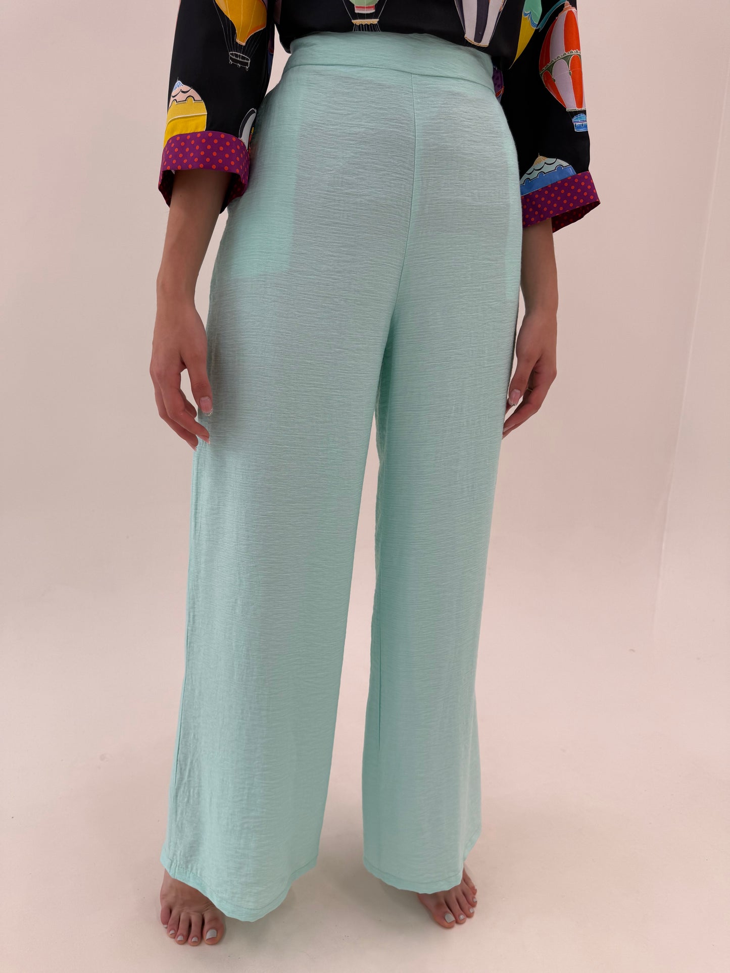 Pantaloni palazzo mint green tall din panzica