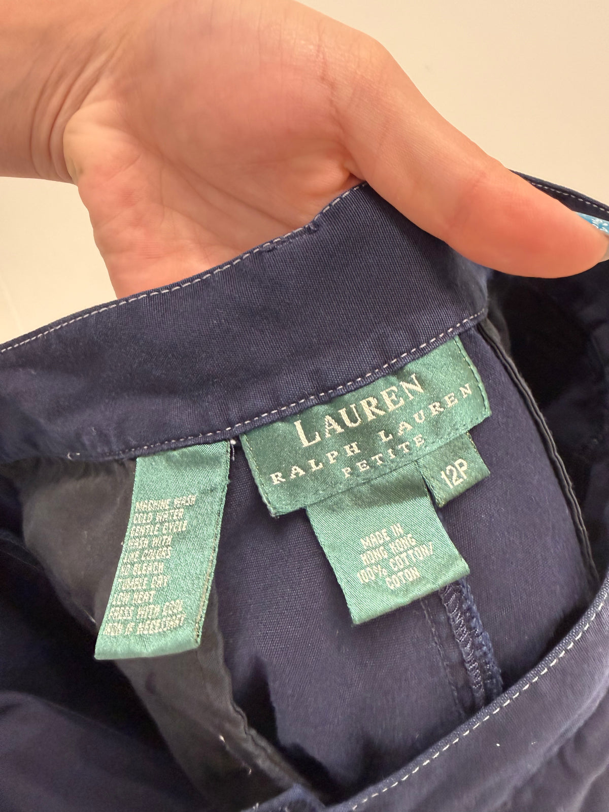 Pantaloni Ralph Lauren Capri din canvas de bumbac Navy blue