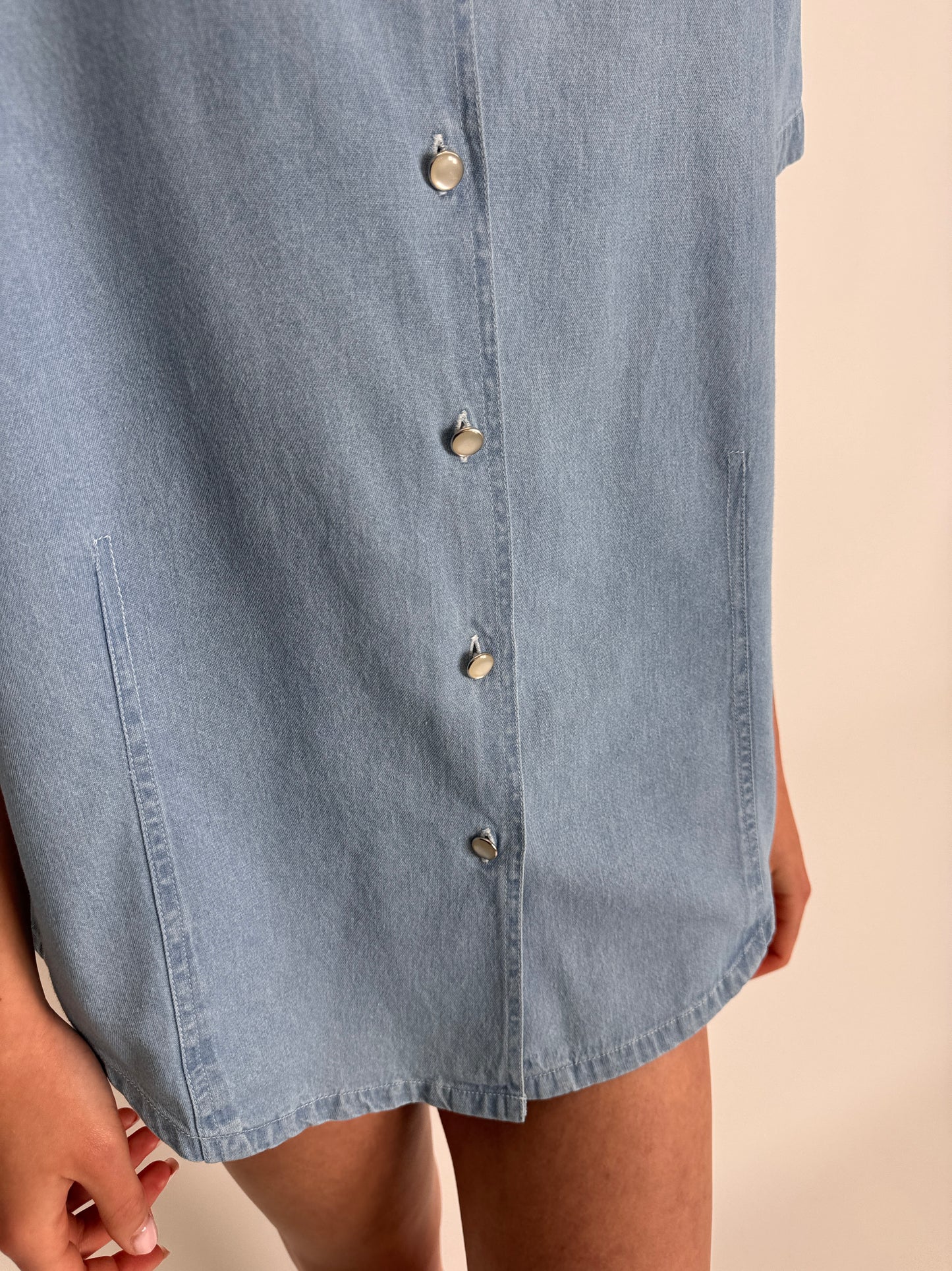 Top din jeans moale de bumbac light wash