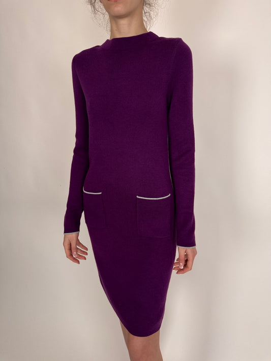 Rochie violet din jerse de bumbac în croi minimalist