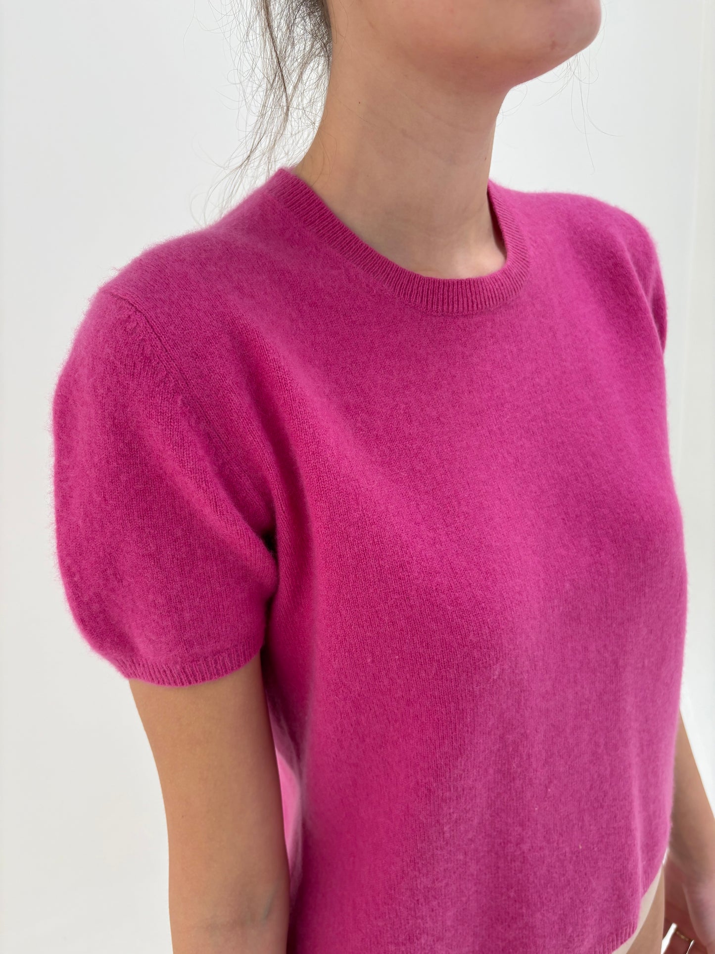 Top Barbie pink din cașmir