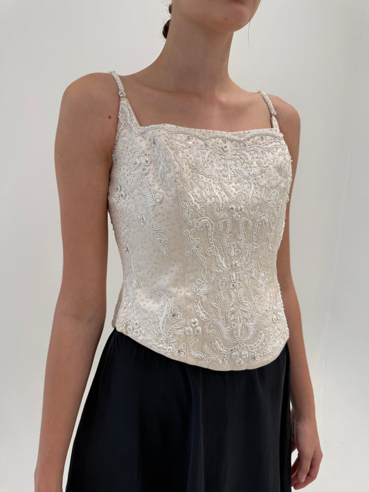 Corset couture italian cu lucrătură manuală excepțională broderie și aplicații