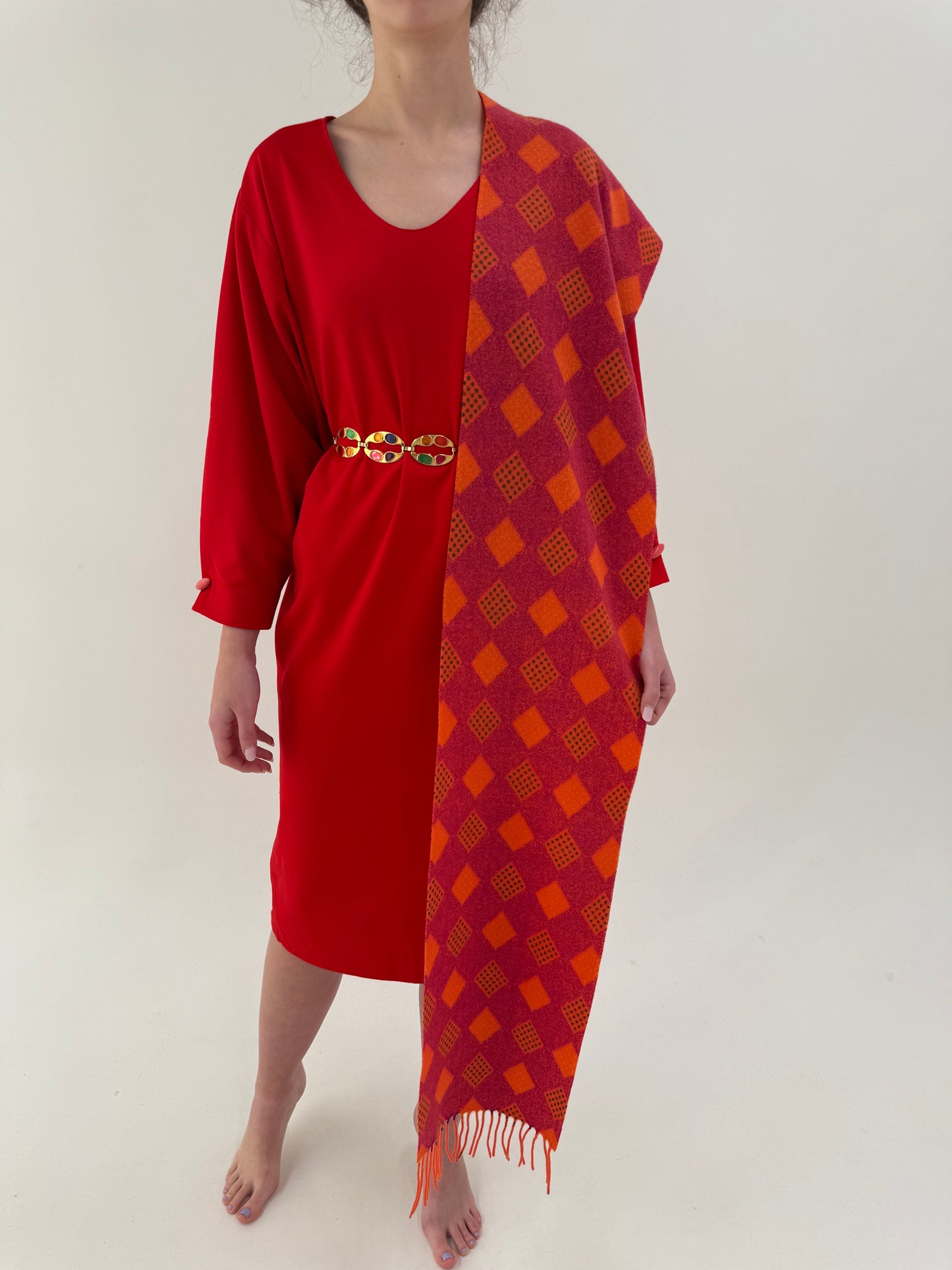 Fular în combinație superbă de culori tari din lana extrafina