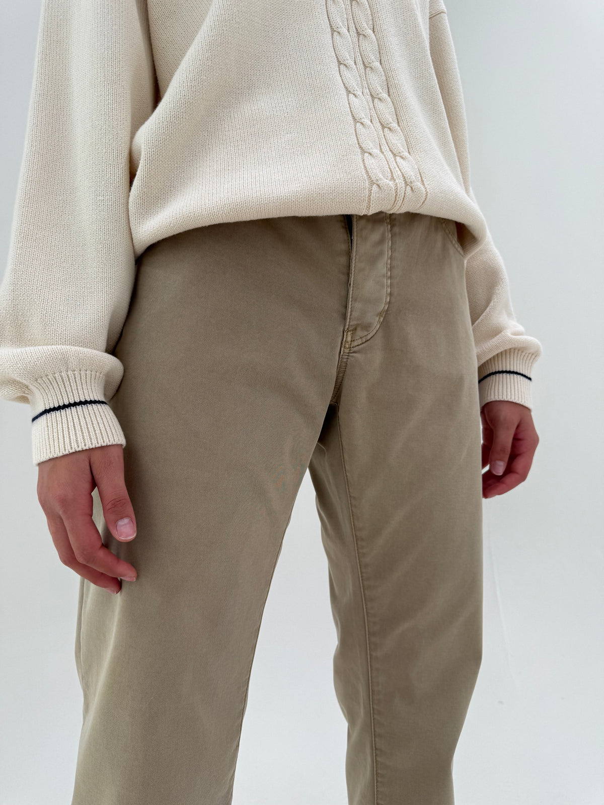 Pantaloni tall Armani camel din bumbac gros modelator chinos