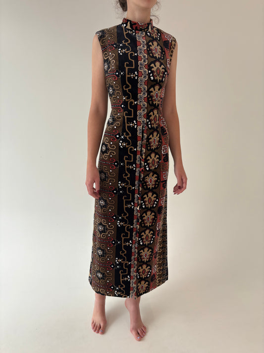 Rochie maxi old vintage anii 60 de colecție din catifea